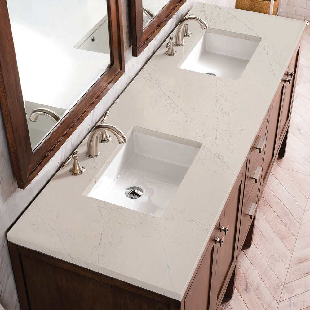 James Martin - Addison 72" Double Vanity, Mid-Century Acacia, w/ 3 CM Siberian Silestone Top - E444-V72-MCA-3SFR view 4