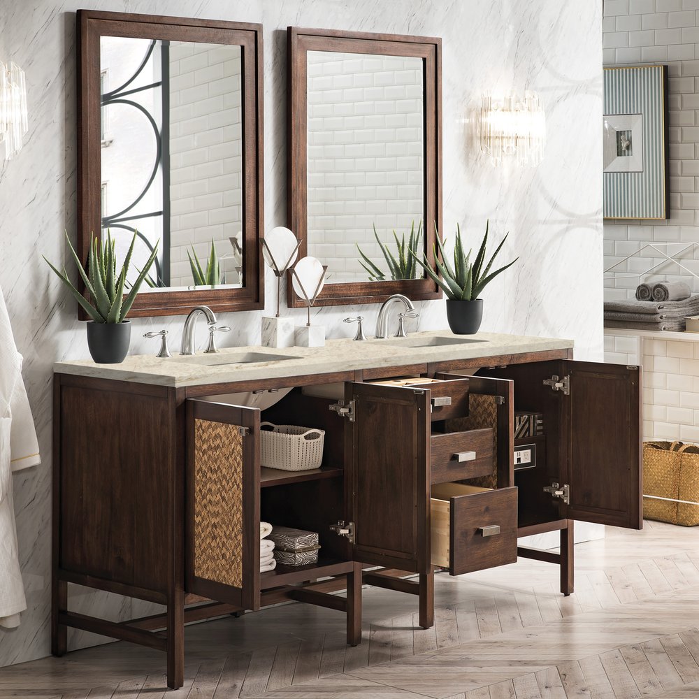James Martin - Addison 72" Double Vanity, Mid-Century Acacia, w/ 3 CM Tajnar Eclos Top - E444-V72-MCA-3TJR view 3