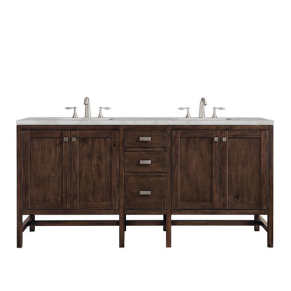 James Martin - Addison 72" Double Vanity, Mid-Century Acacia w/ 3 CM Victorian Silver Silestone Top - E444-V72-MCA-3VSL view 1