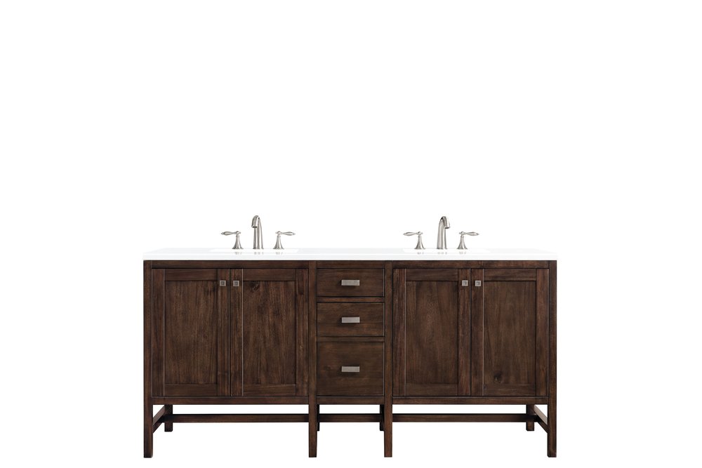James Martin - Addison 72" Double Vanity, Mid-Century Acacia w/ 3 CM White Zeus Silestone Top - E444-V72-MCA-3WZ view 1