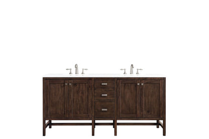 James Martin - Addison 72" Double Vanity, Mid-Century Acacia w/ 3 CM White Zeus Silestone Top - E444-V72-MCA-3WZ view 1