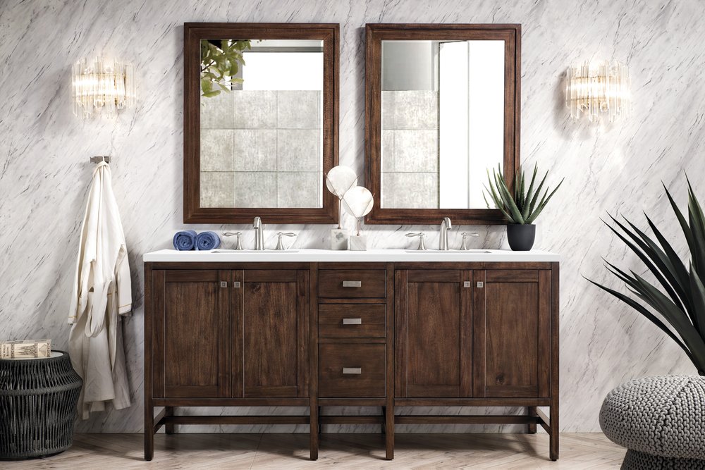 James Martin - Addison 72" Double Vanity, Mid-Century Acacia w/ 3 CM White Zeus Silestone Top - E444-V72-MCA-3WZ view 2
