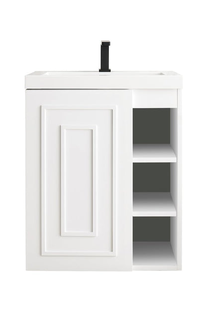 James Martin - Alicante 24" Single Vanity, Glossy White w/ White Glossy Composite Stone Top - E110V24GWWG view 1