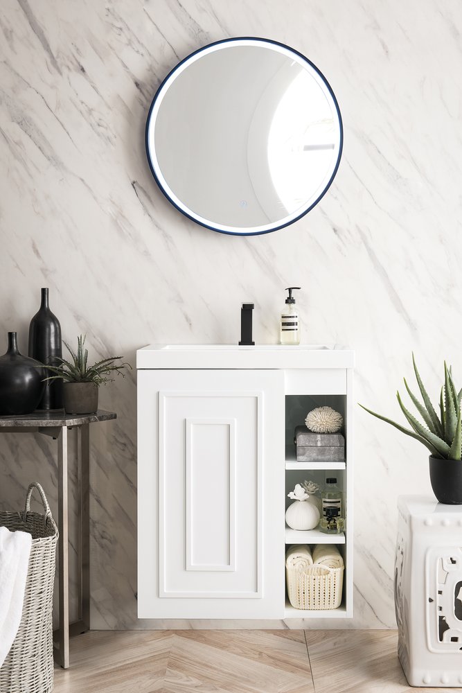 James Martin - Alicante 24" Single Vanity, Glossy White w/ White Glossy Composite Stone Top - E110V24GWWG view 2