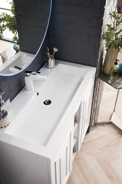 James Martin - Alicante 39.5" Single Vanity, Glossy White, Brushed Nickel w/ White Glossy Composite Stone Top - E110V39.5GWBNKWG view 5
