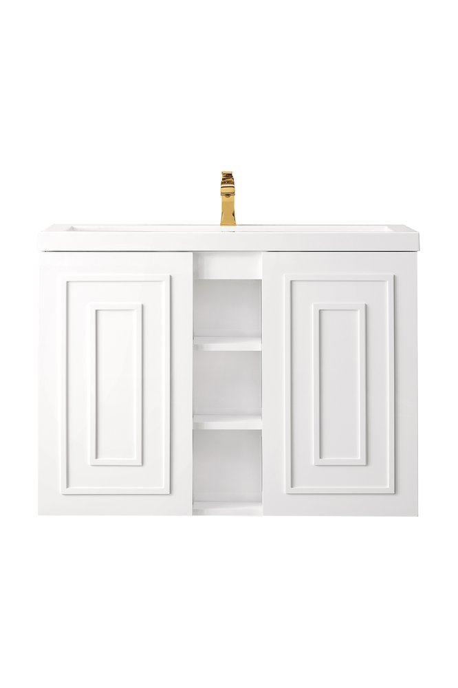 James Martin - Alicante 39.5" Single Vanity, Glossy White w/ White Glossy Composite Stone Top - E110V39.5GWWG view 1