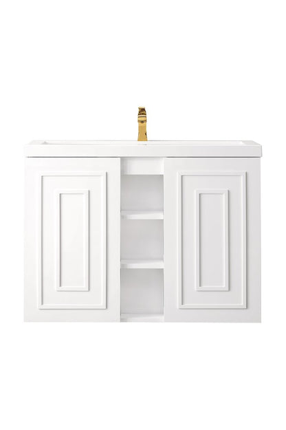 James Martin - Alicante 39.5" Single Vanity, Glossy White w/ White Glossy Composite Stone Top - E110V39.5GWWG view 1