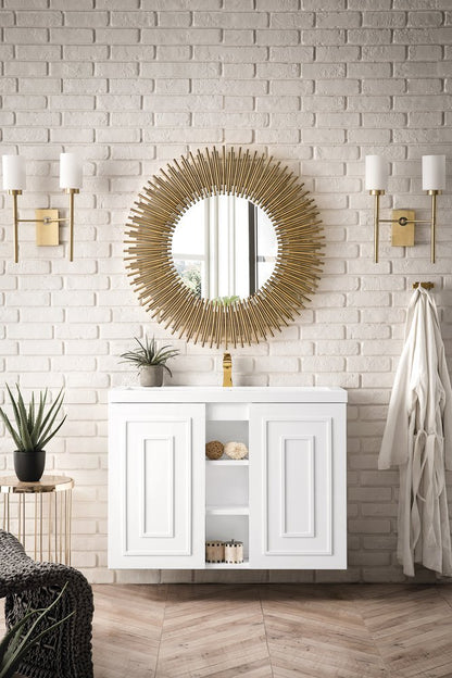 James Martin - Alicante 39.5" Single Vanity, Glossy White w/ White Glossy Composite Stone Top - E110V39.5GWWG view 2