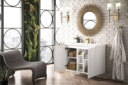 James Martin - Alicante 39.5" Single Vanity, Glossy White w/ White Glossy Composite Stone Top - E110V39.5GWWG view 4