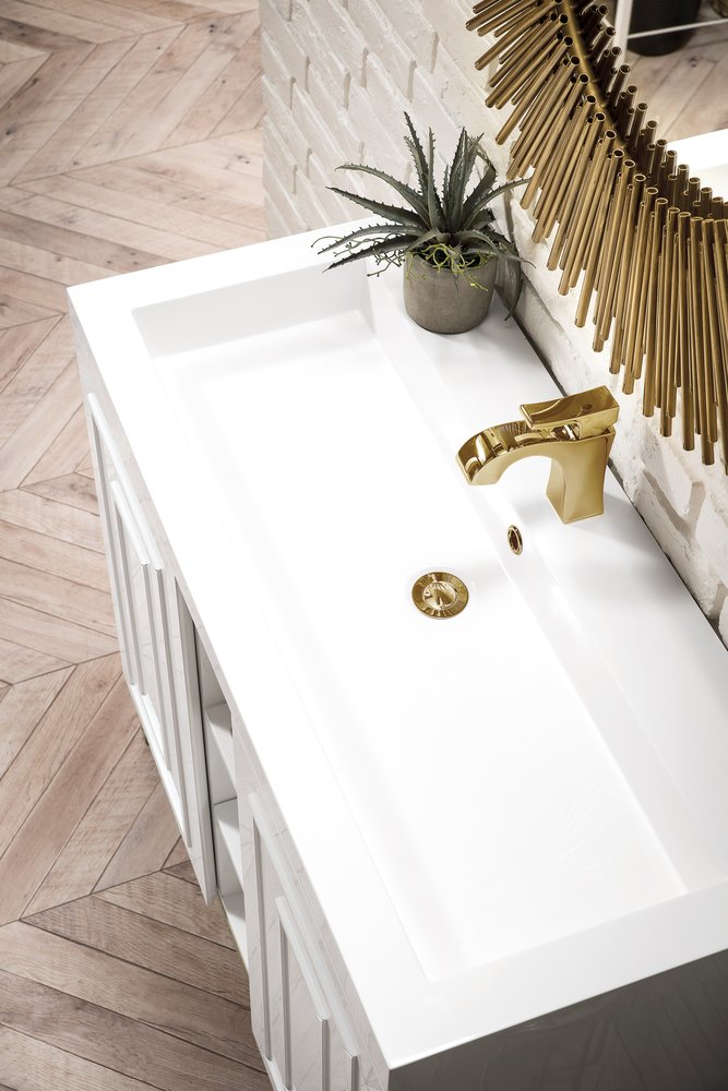 James Martin - Alicante 39.5" Single Vanity, Glossy White w/ White Glossy Composite Stone Top - E110V39.5GWWG view 6