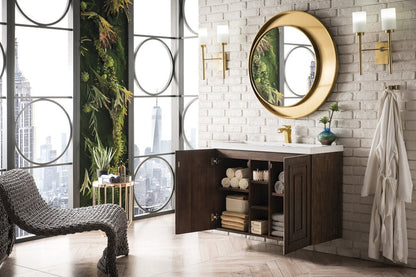 James Martin - Alicante 39.5" Single Vanity, Mid-Century Acacia w/ White Glossy Composite Stone Top - E110V39.5MCAWG view 4