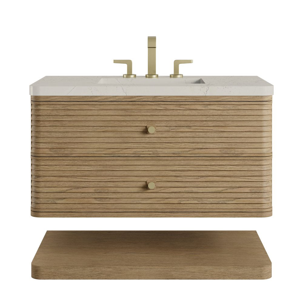 James Martin - Allamari 36" Single Vanity, Dune Mist w/ 3 CM Siberian Silestone Top - D640-V36-DMS-WSFR view 1