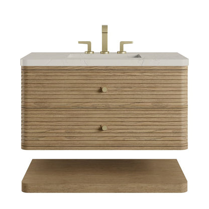 James Martin - Allamari 36" Single Vanity, Dune Mist w/ 3 CM Siberian Silestone Top - D640-V36-DMS-WSFR view 1