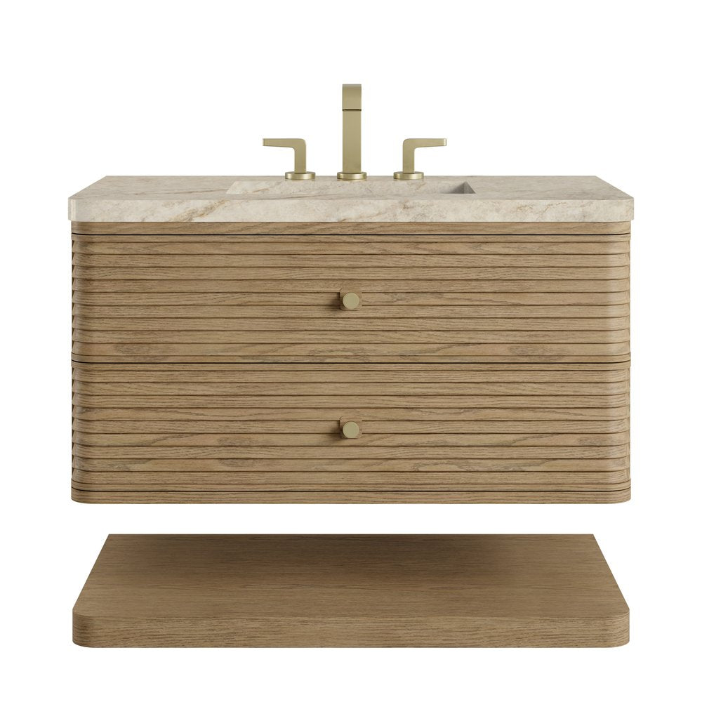 James Martin - Allamari 36" Single Vanity, Dune Mist w/ 3 CM Tajnar Eclos Top - D640-V36-DMS-WTJR view 1