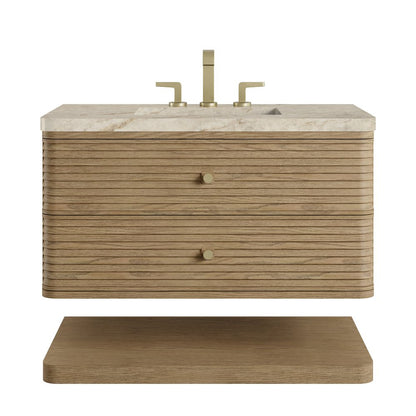 James Martin - Allamari 36" Single Vanity, Dune Mist w/ 3 CM Tajnar Eclos Top - D640-V36-DMS-WTJR view 1
