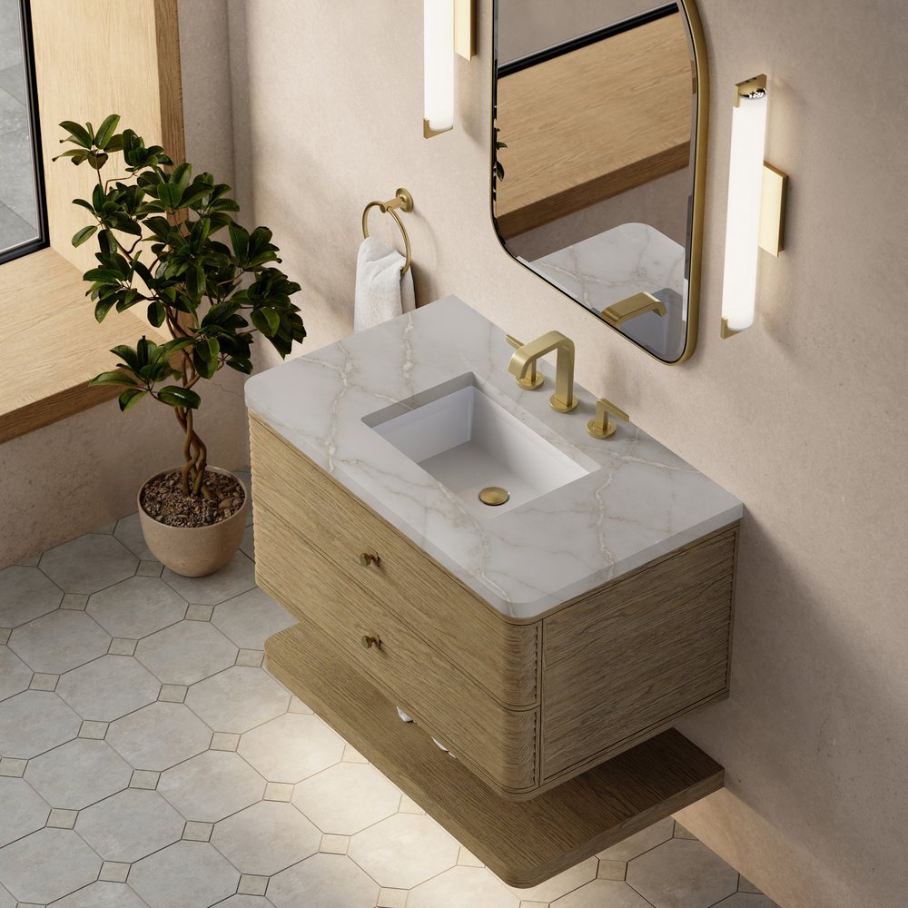 James Martin - Allamari 36" Single Vanity, Dune Mist w/ 3 CM Victorian Silver Silestone Top - D640-V36-DMS-WVSL view 7
