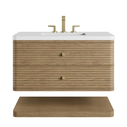 James Martin - Allamari 36" Single Vanity, Dune Mist w/ 3 CM White Zeus Silestone Top - D640-V36-DMS-WWZ view 1