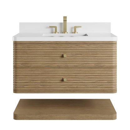 James Martin - Allamari 36" Single Vanity, Dune Mist w/ 3 CM White Zeus Silestone Top - D640-V36-DMS-WWZ view 2