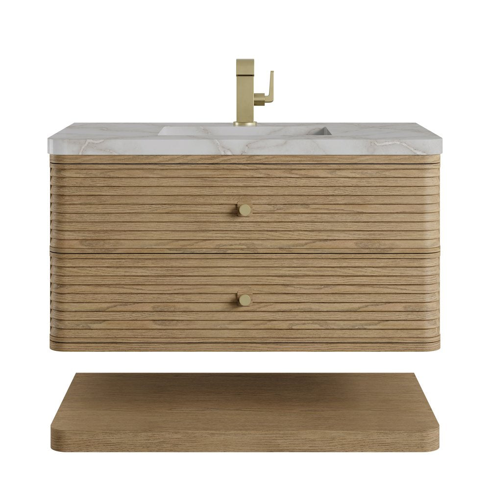 James Martin - Allamari 36" Single Vanity, Dune Mist w/ Single Hole 3 CM Victorian Silver Silestone Top - D640-V36-DMS-3VSL view 1
