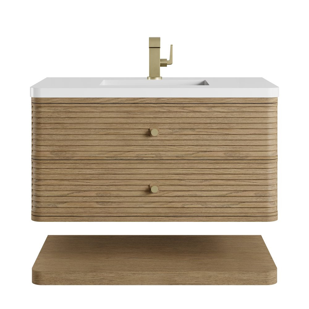 James Martin - Allamari 36" Single Vanity, Dune Mist w/ Single Hole 3 CM White Zeus Silestone Top - D640-V36-DMS-3WZ view 1