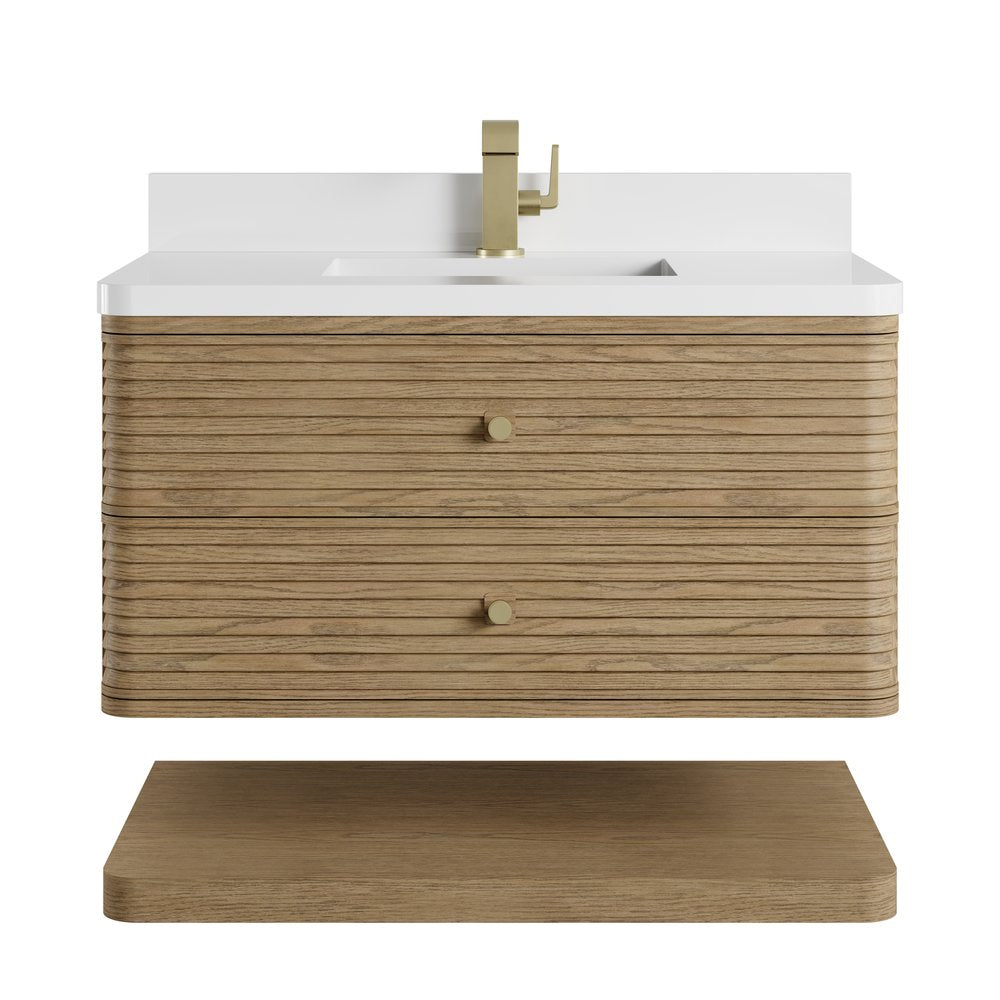 James Martin - Allamari 36" Single Vanity, Dune Mist w/ Single Hole 3 CM White Zeus Silestone Top - D640-V36-DMS-3WZ view 2