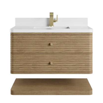 James Martin - Allamari 36" Single Vanity, Dune Mist w/ Single Hole 3 CM White Zeus Silestone Top - D640-V36-DMS-3WZ view 2