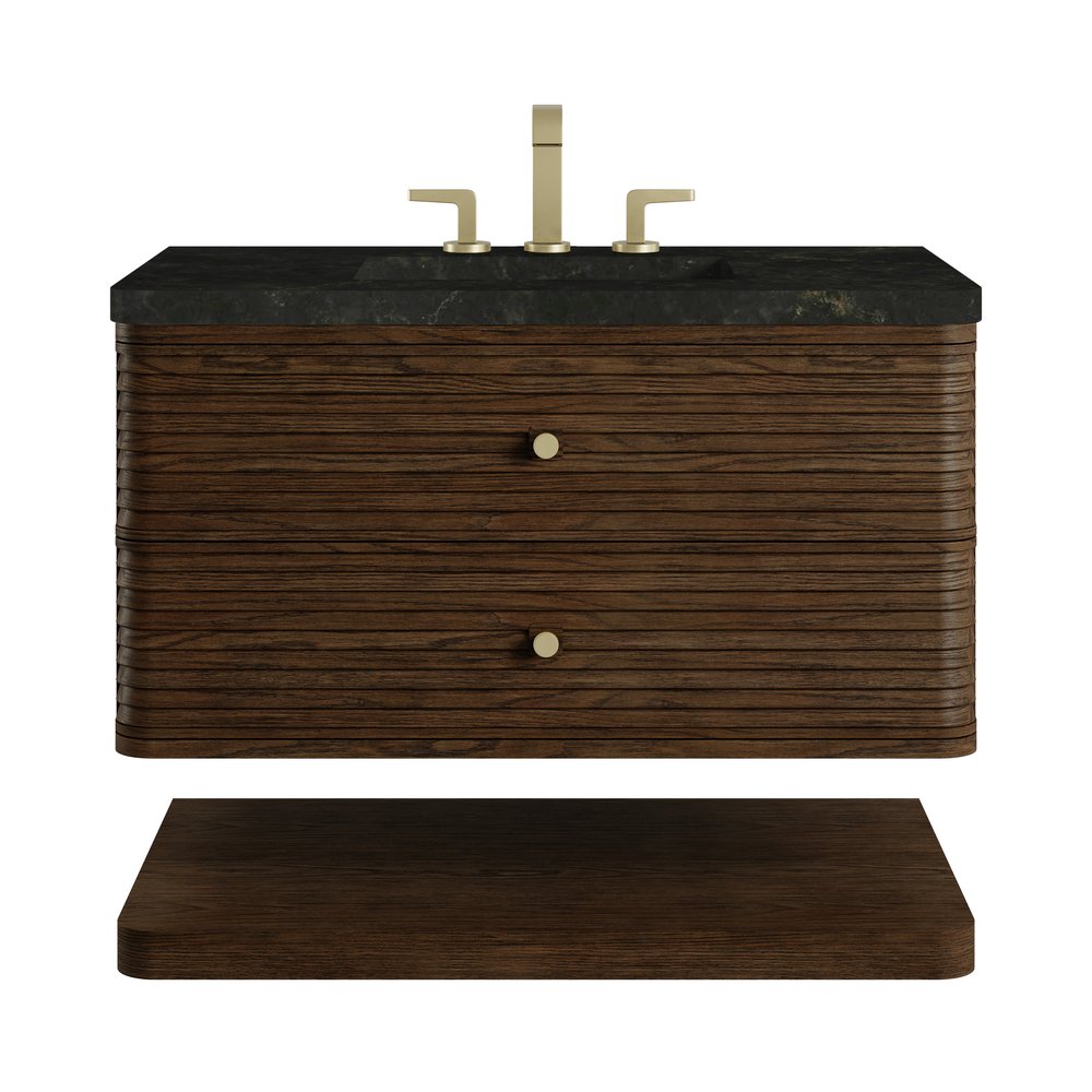 James Martin - Allamari 36" Single Vanity, Sable w/ 3 CM Phantome Eclos Top - D640-V36-SBL-WPHT view 1