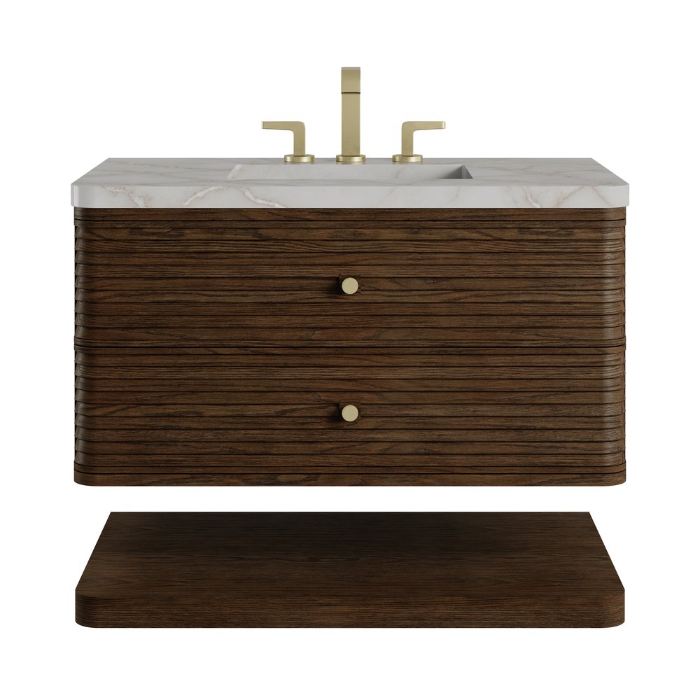 James Martin - Allamari 36" Single Vanity, Sable w/ 3 CM Victorian Silver Silestone Top - D640-V36-SBL-WVSL view 1