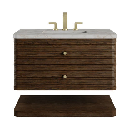 James Martin - Allamari 36" Single Vanity, Sable w/ 3 CM Victorian Silver Silestone Top - D640-V36-SBL-WVSL view 1
