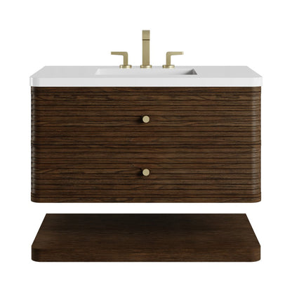 James Martin - Allamari 36" Single Vanity, Sable w/ 3 CM White Zeus Silestone Top - D640-V36-SBL-WWZ view 1