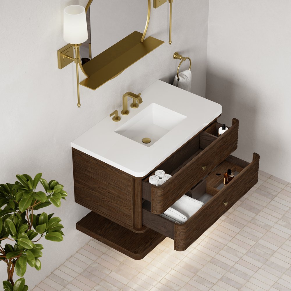 James Martin - Allamari 36" Single Vanity, Sable w/ 3 CM White Zeus Silestone Top - D640-V36-SBL-WWZ view 9