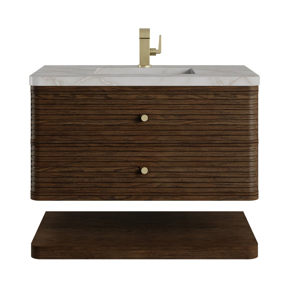 James Martin - Allamari 36" Single Vanity, Sable w/ Single Hole 3 CM Victorian Silver Silestone Top - D640-V36-SBL-3VSL view 1