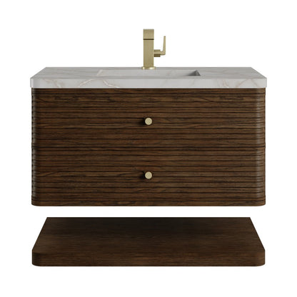 James Martin - Allamari 36" Single Vanity, Sable w/ Single Hole 3 CM Victorian Silver Silestone Top - D640-V36-SBL-3VSL view 1