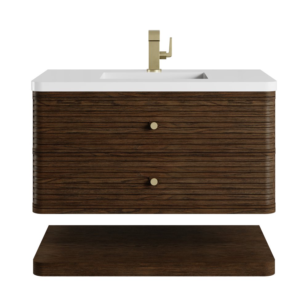 James Martin - Allamari 36" Single Vanity, Sable w/ Single Hole 3 CM White Zeus Silestone Top - D640-V36-SBL-3WZ view 1
