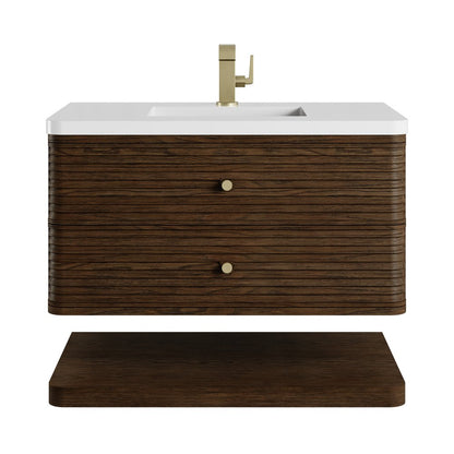 James Martin - Allamari 36" Single Vanity, Sable w/ Single Hole 3 CM White Zeus Silestone Top - D640-V36-SBL-3WZ view 1
