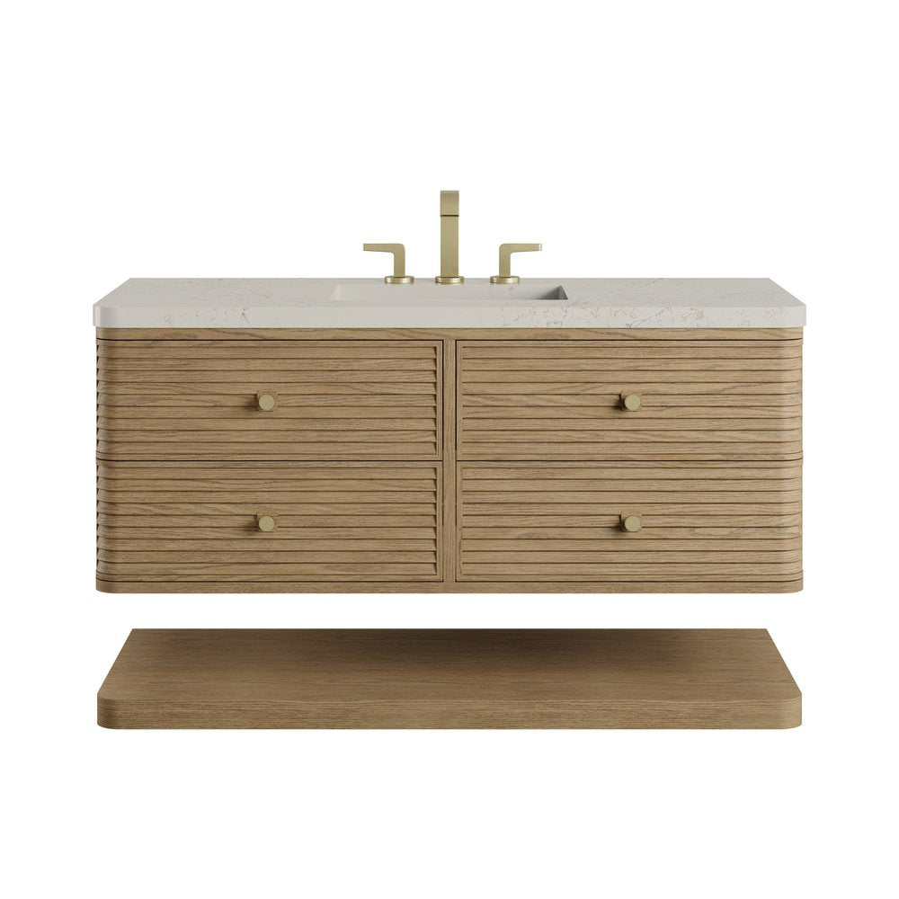 James Martin - Allamari 48" Single Vanity, Dune Mist w/ 3 CM Siberian Silestone Top - D640-V48-DMS-WSFR view 1