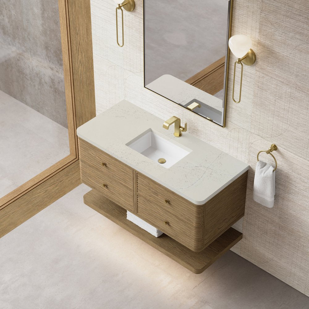 James Martin - Allamari 48" Single Vanity, Dune Mist w/ 3 CM Siberian Silestone Top - D640-V48-DMS-WSFR view 7