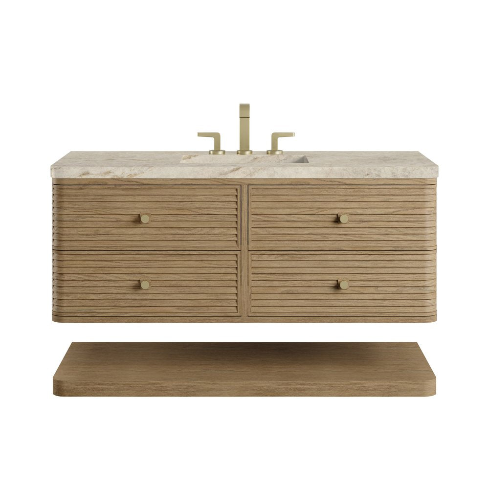 James Martin - Allamari 48" Single Vanity, Dune Mist w/ 3 CM Tajnar Eclos Top - D640-V48-DMS-WTJR view 1