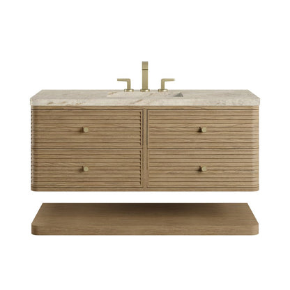 James Martin - Allamari 48" Single Vanity, Dune Mist w/ 3 CM Tajnar Eclos Top - D640-V48-DMS-WTJR view 1