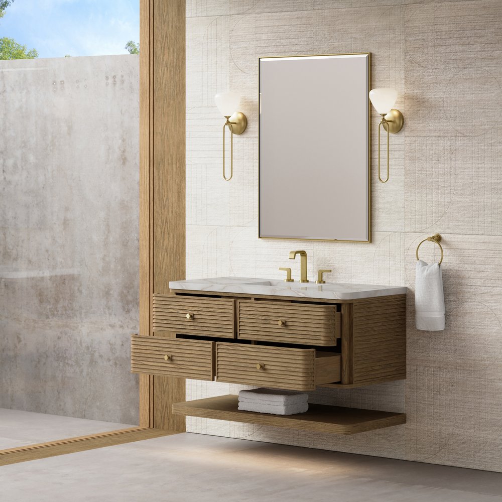 James Martin - Allamari 48" Single Vanity, Dune Mist w/ 3 CM Victorian Silver Silestone Top - D640-V48-DMS-WVSL view 5