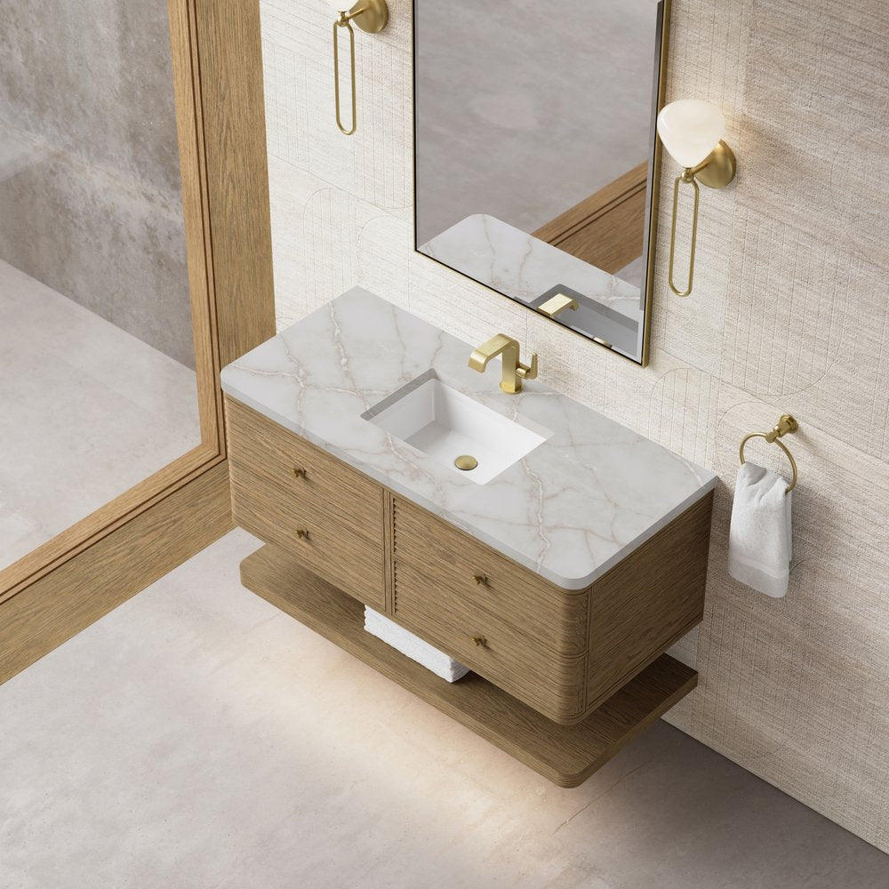 James Martin - Allamari 48" Single Vanity, Dune Mist w/ 3 CM Victorian Silver Silestone Top - D640-V48-DMS-WVSL view 7