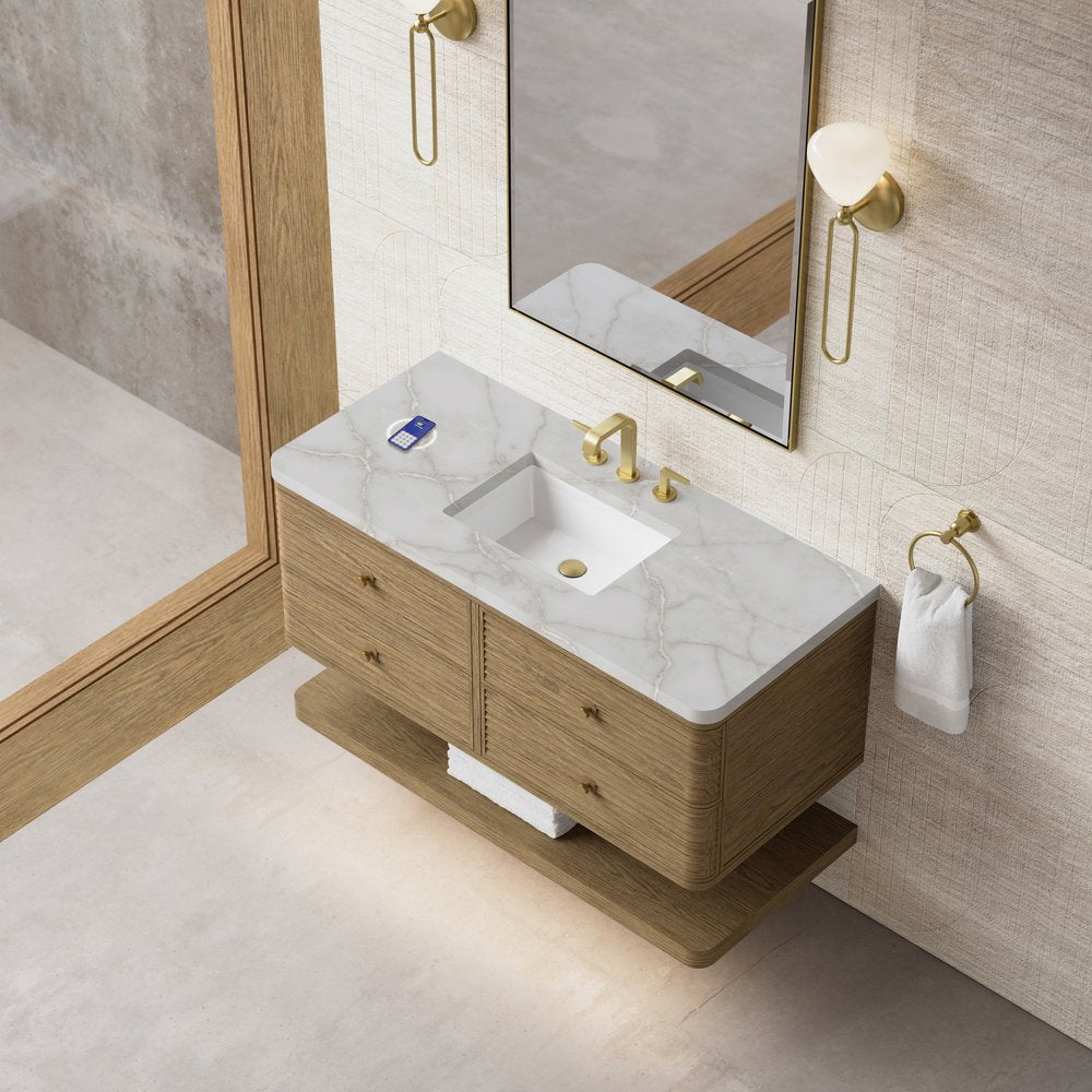 James Martin - Allamari 48" Single Vanity, Dune Mist w/ 3 CM Victorian Silver Top w/FreePower Wireless Charger - D640-V48-DMS-FVSL view 7