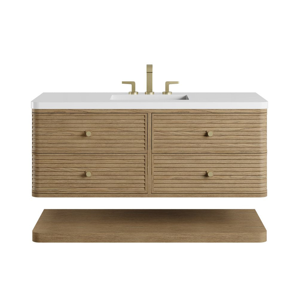 James Martin - Allamari 48" Single Vanity, Dune Mist w/ 3 CM White Zeus Silestone Top - D640-V48-DMS-WWZ view 1