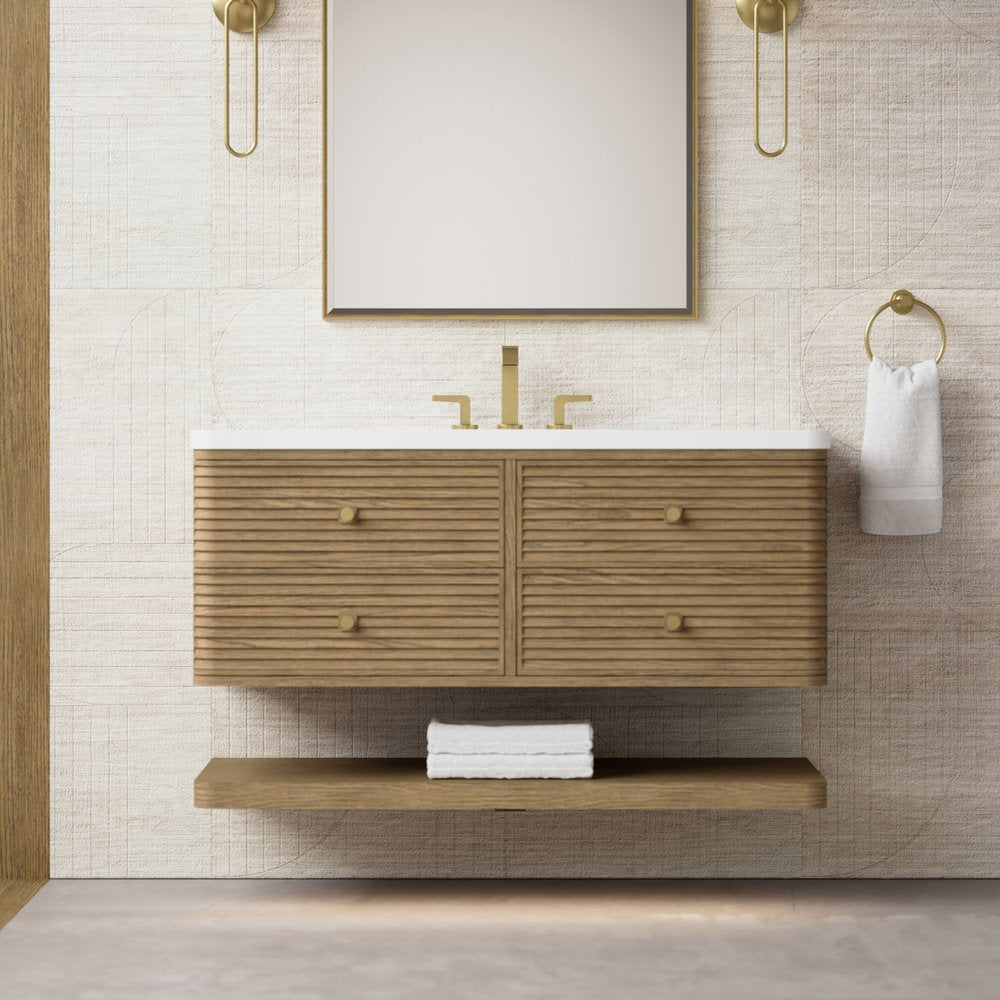 James Martin - Allamari 48" Single Vanity, Dune Mist w/ 3 CM White Zeus Silestone Top - D640-V48-DMS-WWZ view 5