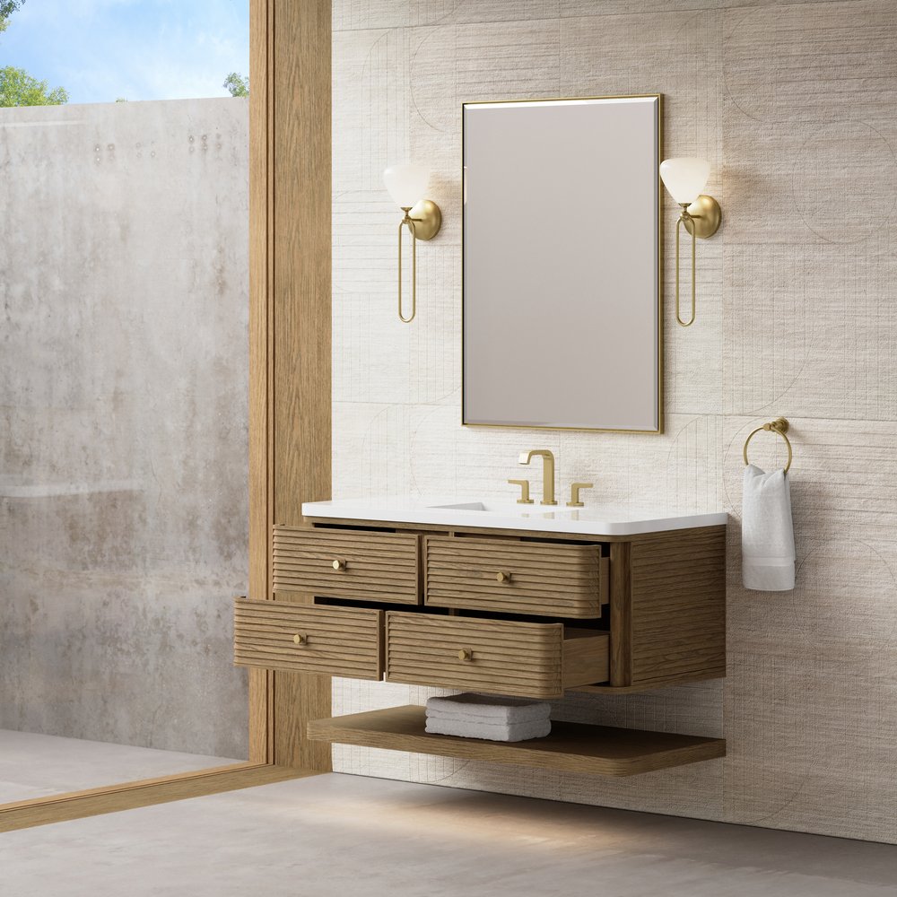 James Martin - Allamari 48" Single Vanity, Dune Mist w/ 3 CM White Zeus Silestone Top - D640-V48-DMS-WWZ view 8
