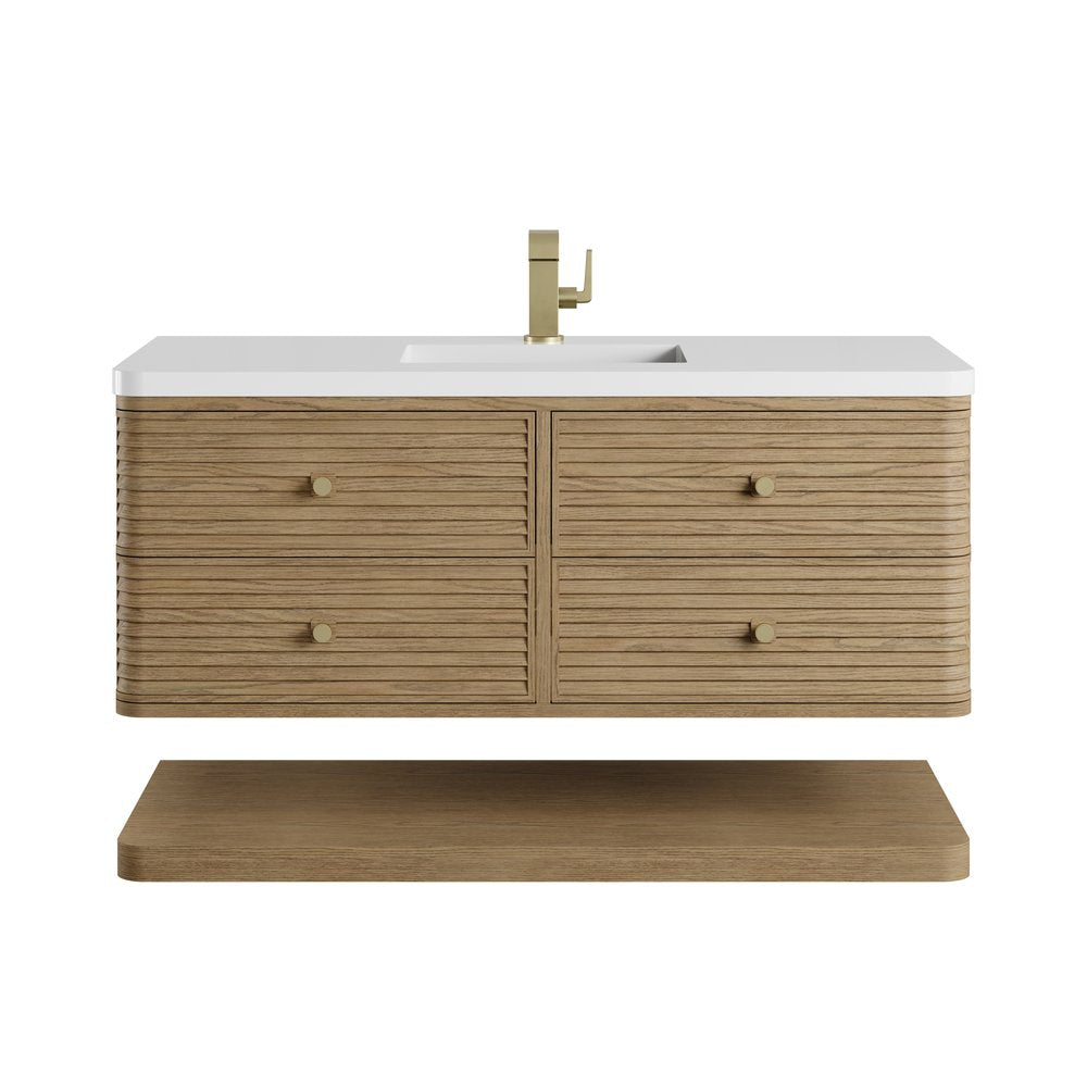 James Martin - Allamari 48" Single Vanity, Dune Mist w/ Single Hole 3 CM White Zeus Silestone Top - D640-V48-DMS-3WZ view 1