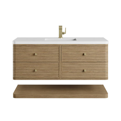 James Martin - Allamari 48" Single Vanity, Dune Mist w/ Single Hole 3 CM White Zeus Silestone Top - D640-V48-DMS-3WZ view 1