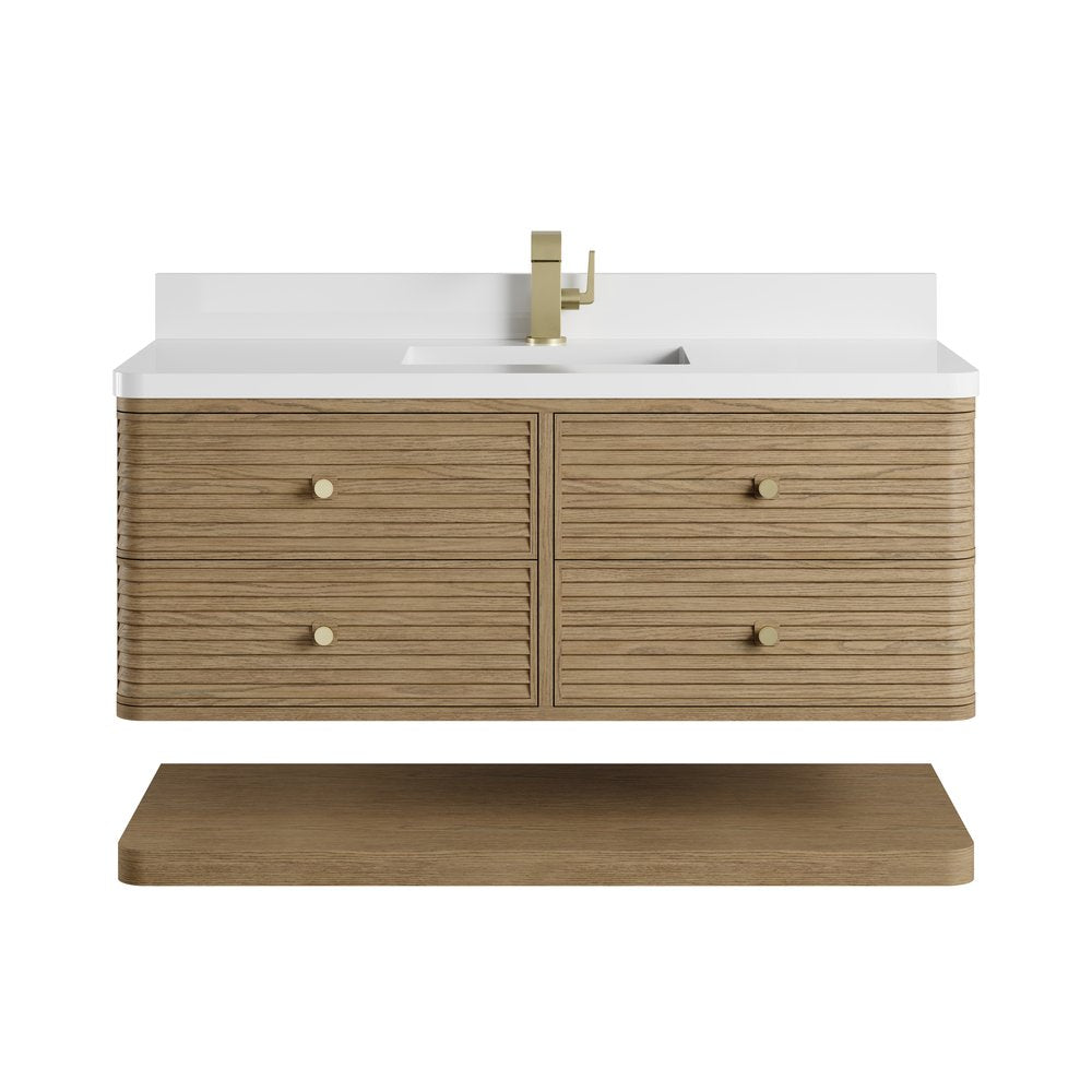 James Martin - Allamari 48" Single Vanity, Dune Mist w/ Single Hole 3 CM White Zeus Silestone Top - D640-V48-DMS-3WZ view 2