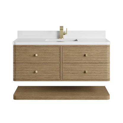 James Martin - Allamari 48" Single Vanity, Dune Mist w/ Single Hole 3 CM White Zeus Silestone Top - D640-V48-DMS-3WZ view 2