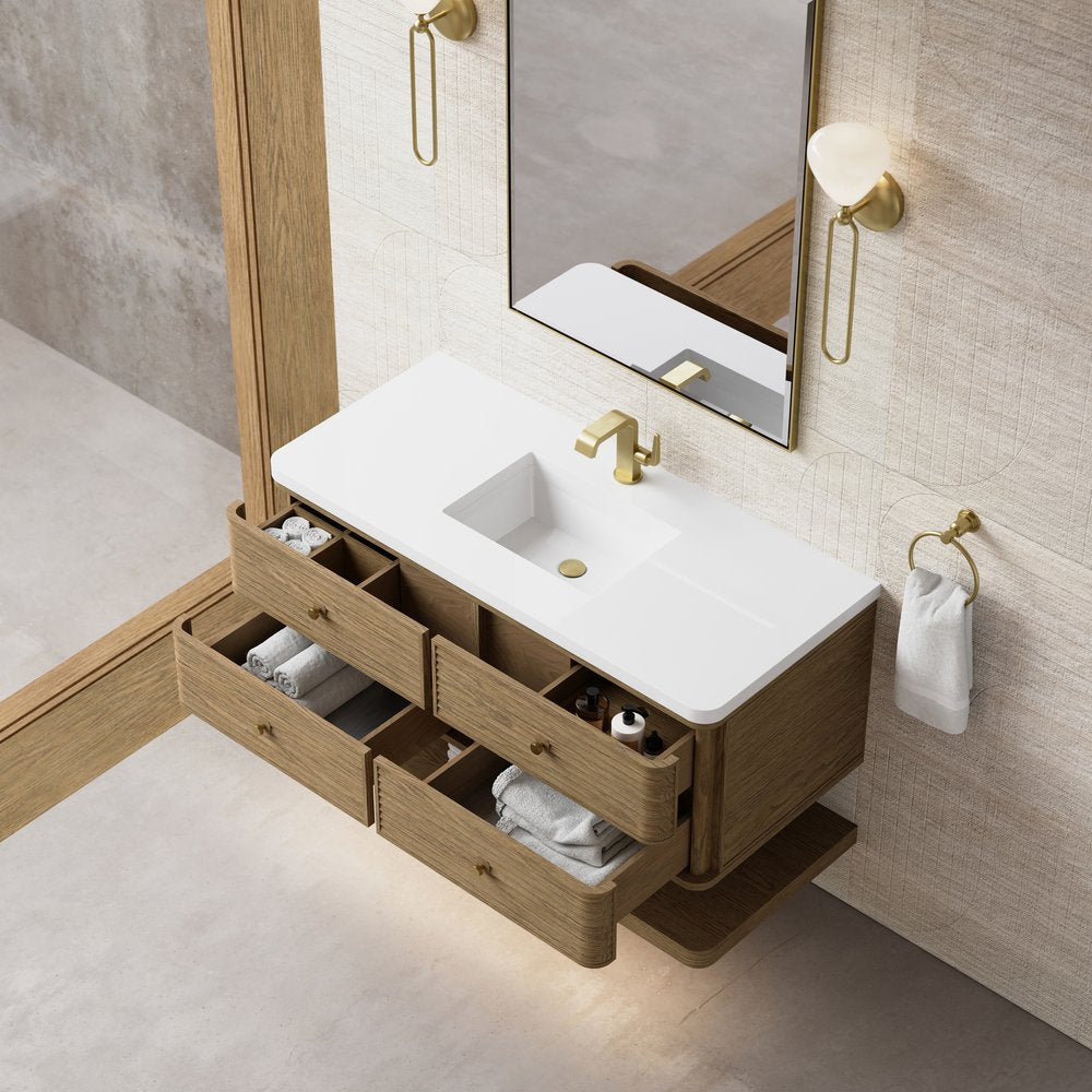 James Martin - Allamari 48" Single Vanity, Dune Mist w/ Single Hole 3 CM White Zeus Silestone Top - D640-V48-DMS-3WZ view 9